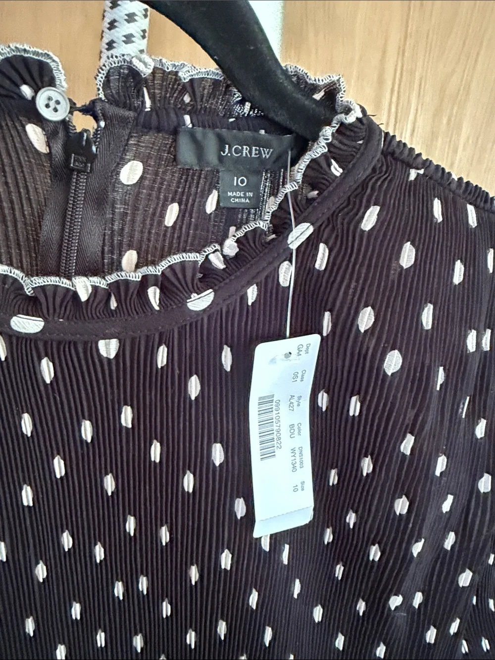 J. Crew Black Dress with White Dot Print
